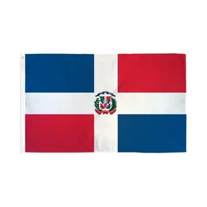 Dominican Republic Flag 3x5ft Poly with Header Tape 2 Metal Grommets Dye Sublimated Bold Colors Double Stitched Edges