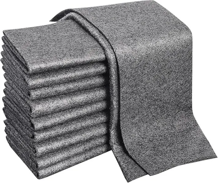 Magic Cleaning Cloths 10 Pack, Thickened Microfiber Glass Cleaning Cloths, Lint-Free Streak-Free Reusable Absorbent Cleaning Rags for Windows, Mirrors, Shower Glass, Kitchen, Bathroom, Car Detailing, Grey 30x20cm