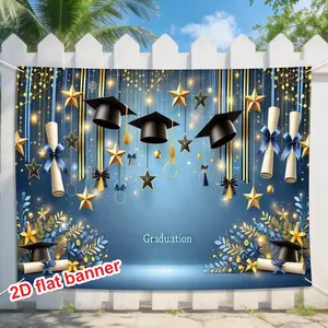 Graduation Banner 2D Flat Polyester Material, Ideal for Parties, Party Decor, Yard Events, Studio Decorations, Home & Garden Festivals, Outdoor Garage Flags
