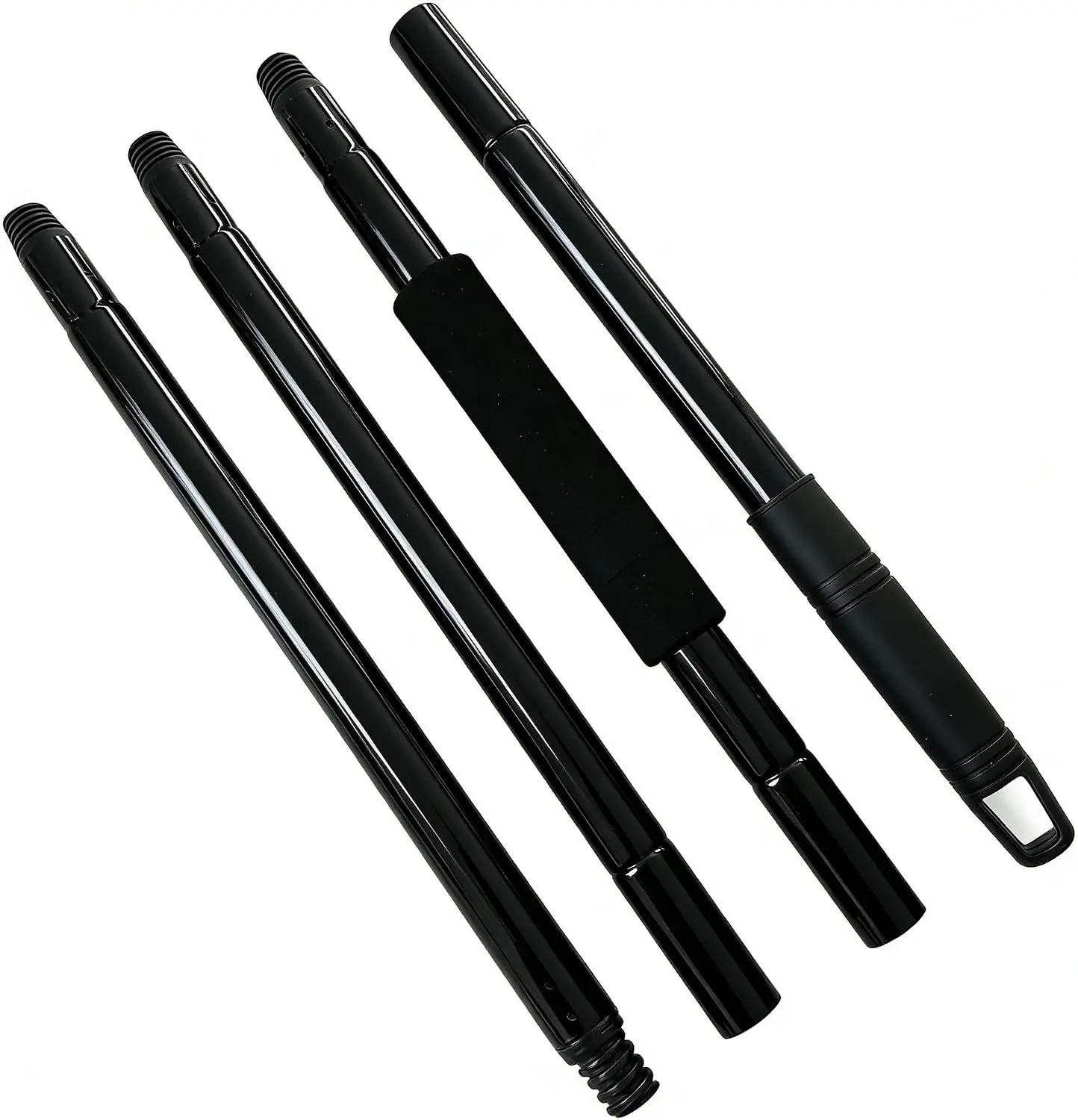 4-Section Mop & Broom Handle, 57 Inch/145cm Heavy Duty Pole with EVA Foam Soft Grip, Standard American Threading, Universal Replacement Handle for Most Mop and Broom Heads (Black)