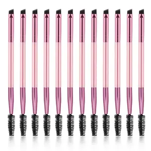 Dual-Ended Brow Brush, Eyebrow Brush, Angled Eye Brow and Spoolie Brushes, Shaping and Filling Eyebrows, Eyebrow Spoolie Brushes for Precise Brushing, Eyebrow Makeup Tool