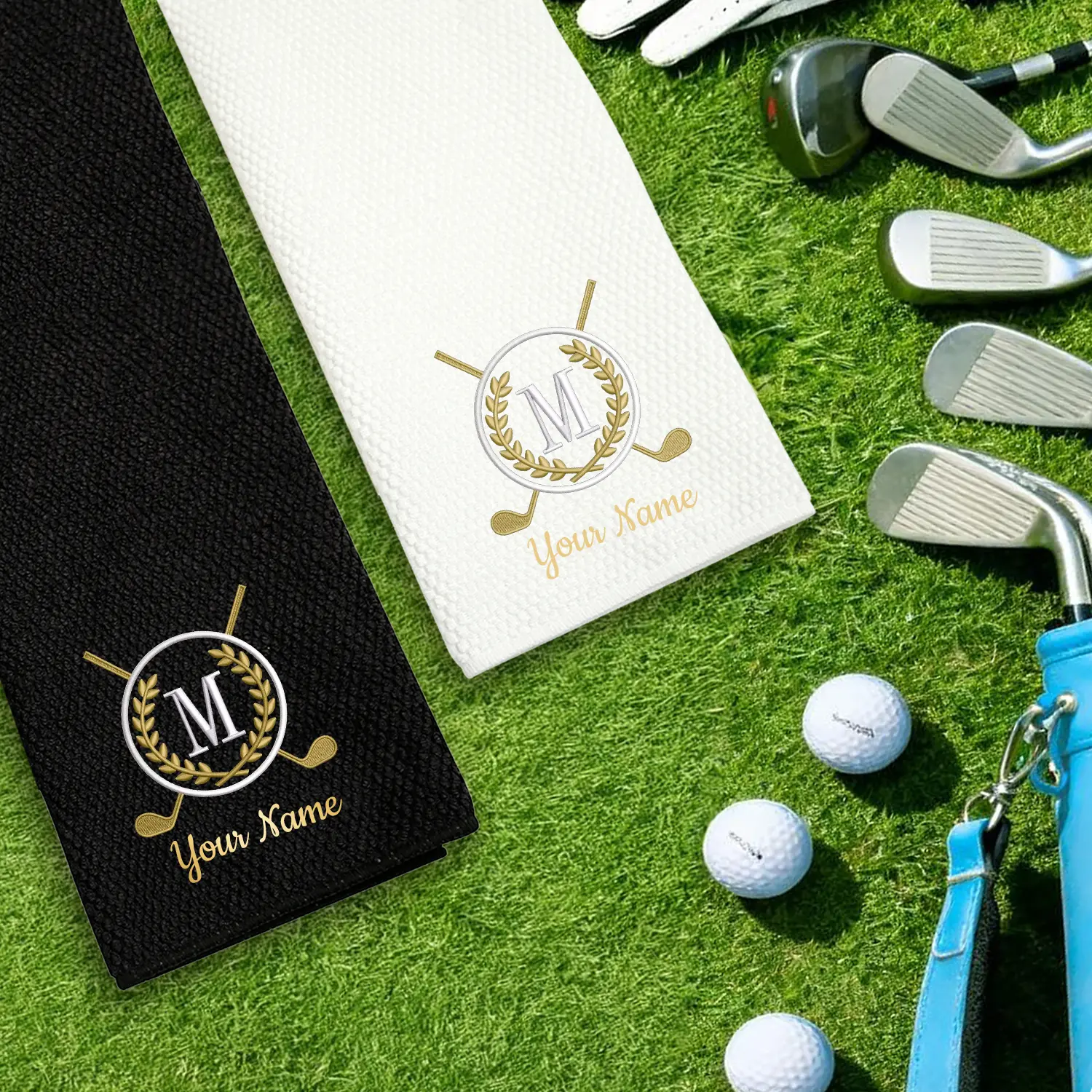 Embroidered Golf Towel, 16x24 in Personalized Super Absorbent Microfiber Golf Gift Accessory for Groomsman & Best Man, Father's Day, Bachelor Party, Adults, Machine Washable, Polyester, Wedding Party, Golf Equipment, Sport