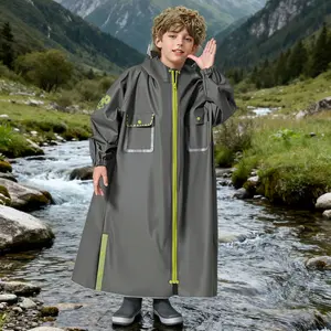 Kids Outdoor Adventure Lightweight Rain Coat Waterproof with Backpack Slot for Pupils