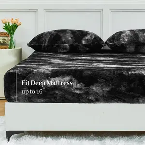 Fleece Fitted Sheet Only, Soft Plush Velvet Deep Fitted Bottom Sheet for Fall Winter, Cozy Warmth and No Shedding, Queen