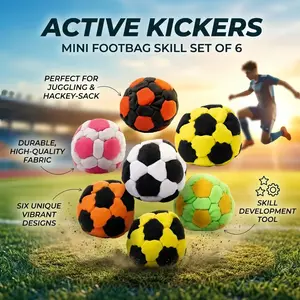 Random 1/6 Pack Soccer Hackys Footbag Sacks - Soft Plush Footbags for Adults - Durable Fleece Juggling Balls - Vibrant Sports Design for Indoor & Outdoor Play, Party Favors, and Coordination Training