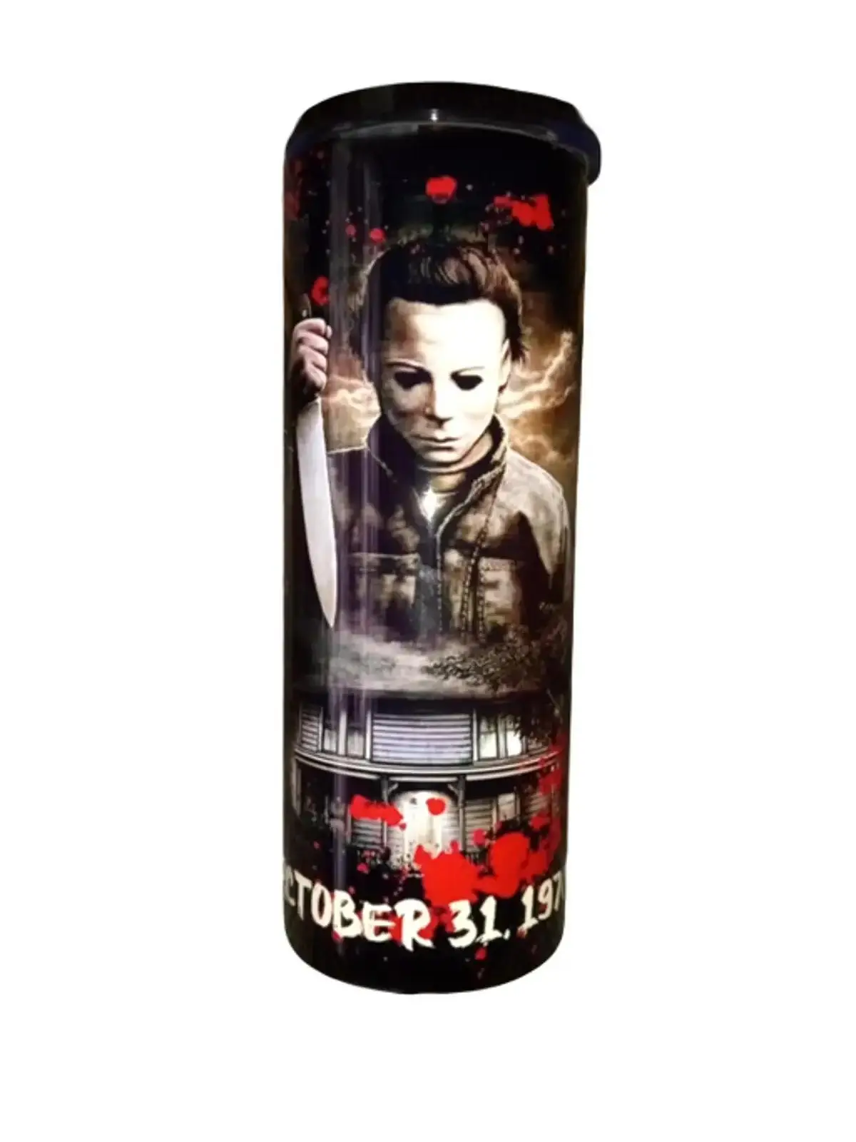 Spooky Michael Myers Halloween - 20oz oz 20 oz. 20oz. - Skinny Straight Sublimation Tumbler - Amy's Tumbler Junkies - Your Favorite Tumbler Shop!