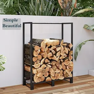 Firewood Rack 2.5ft Holder Fire Pit Heavy Duty Log Fire Storage Fireplace Metal Wood Stacker Pile Organizer Pit lb Capacity Wooden Waterproof