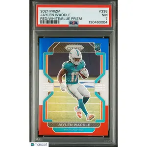 2021 Panini Prizm Jaylen Waddle #338 Red White Blue PSA 7 RC