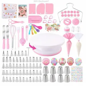 Cake Decoration Kit Tools 365pcs Baking Accessories with Cake Turntable Pastry Piping Bag for Beginners Easy to Use Durable Stainless Steel Set Professional Cake Decorating KitXXAllDayGoods7