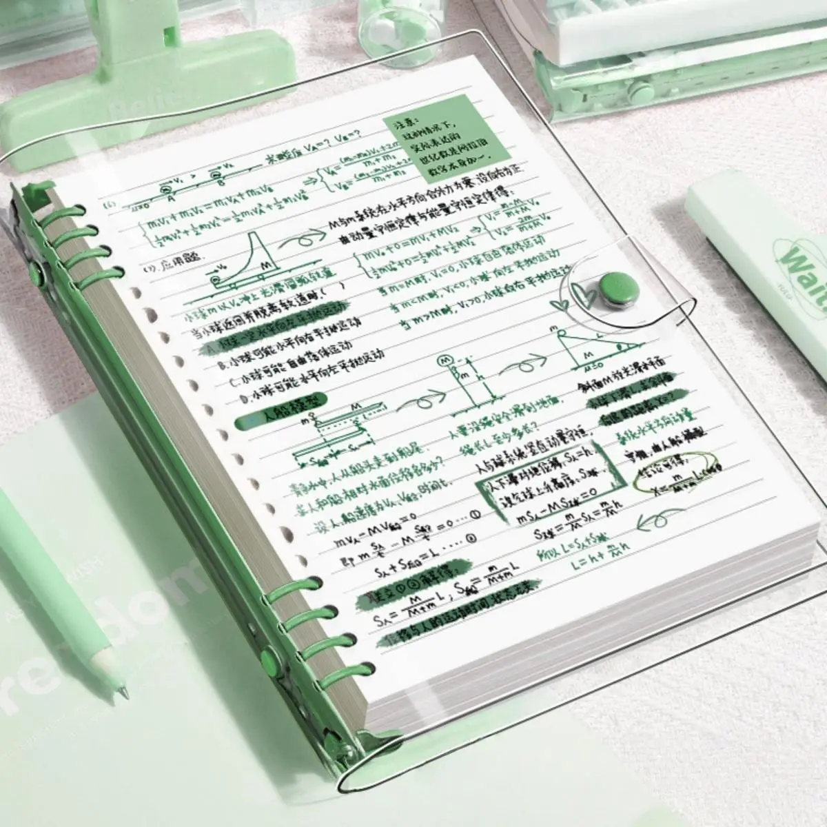 [Waterproof Loose-Leaf Notebook] Waterproof & Moisture-Proof 240-Page A5 PVC Transparent Loose-Leaf Math Notebook | Replaceable Refillable Binder for Daily Writing, Office, and Study Use Office Stationery Supplies
