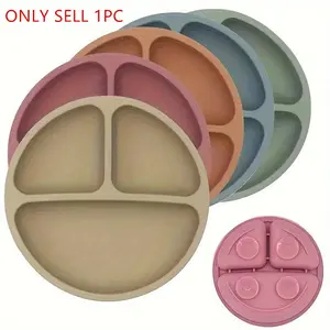 Silicone Baby Feeding Plate with Suction Cup, Cute Cartoon Design Suction Cup Dinner Plate, Easy Cleaning Baby Dinnerware, Bpa Free Trays for Home & Outdoor