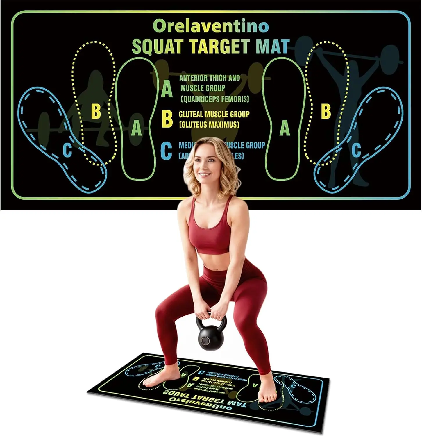 Squat Mat with Foot Position Guide, Non-Slip Strength Training Mat for Safe Squats, Ideal for Fitness Enthusiasts