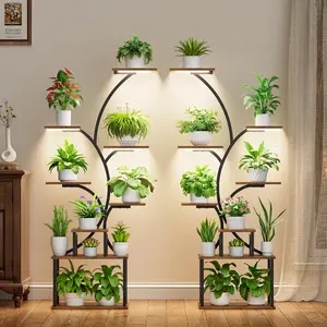 BACEKOLL 2 Pack Plant Stand Indoor with Grow Light - 62" Tall Plant Shelf, 8 Tiered Plant Stands for Indoor Plant Multiple, Metal Plant Shelf Display Rack Holder, Flower Stand for Indoor Plants, Living Room, Patio summerwins