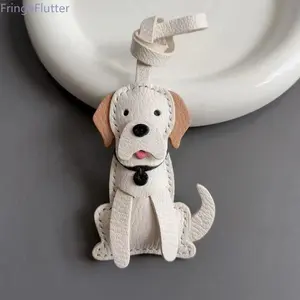 Leather Labrador Retriever Dog Bag Charm Handmade Puppy Keychain with Black Tail & Sitting Charm Durable Pet Accessory for Collars Handbags Backpacks Ideal Gift for Labrador Lovers