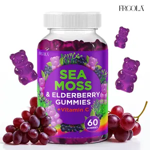 Sea Moss & Elderberry Gummies- Multi-Vitamins with Black Seed, Vitamin C, Zinc- Grape Flavor- Fitness Healthcare Natural Dietary Supplement Edible Nutrition