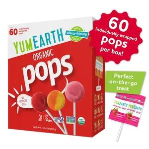YumEarth Organic Pops Variety Pack, 60 Fruit Flavored Favorites Lollipops, Allergy Friendly, Gluten Free, Non-GMO, Vegan, No Artificial Dyes