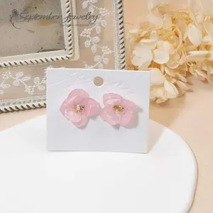 Double Petal Pink Hydrangea Earrings – Real Flowers, Stainless Steel, 0.7"