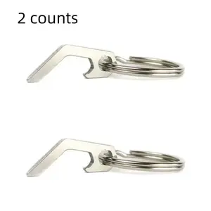 Stainless Steel Mini Bottle Opener Utensils, 2 Counts Lightweight Portable Keychain Bottle Cap Remover, Durable Bottle Opener for Camping Outdoor Adventure Daily