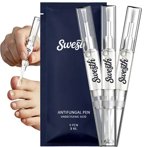 Swesth Antifungal Pen – Cures Most Athlete’s Foot, Jock Itch, and Ringworm - 25% Undecylenic Acid with added Tea Tree, Jojoba, Clove Bud Oils & Aloe Rejuvenation  Nail  Growth  Oil - 3-Pack Twist Pen