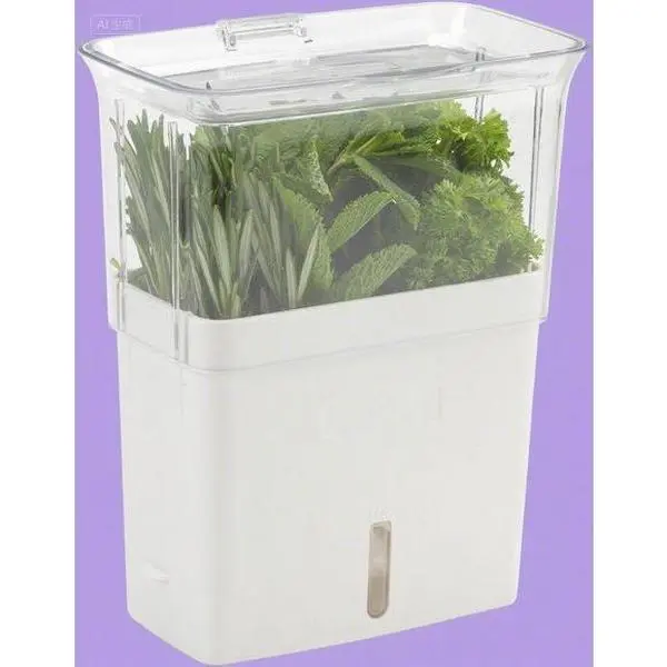 Acrylic Herb Storage Container for Refrigerator - Fresh Herb Keeper with Lid - Reusable Fridge Organizer for Vegetables - Clear Herb Saver Pod - BPA-Free & Airtight Design