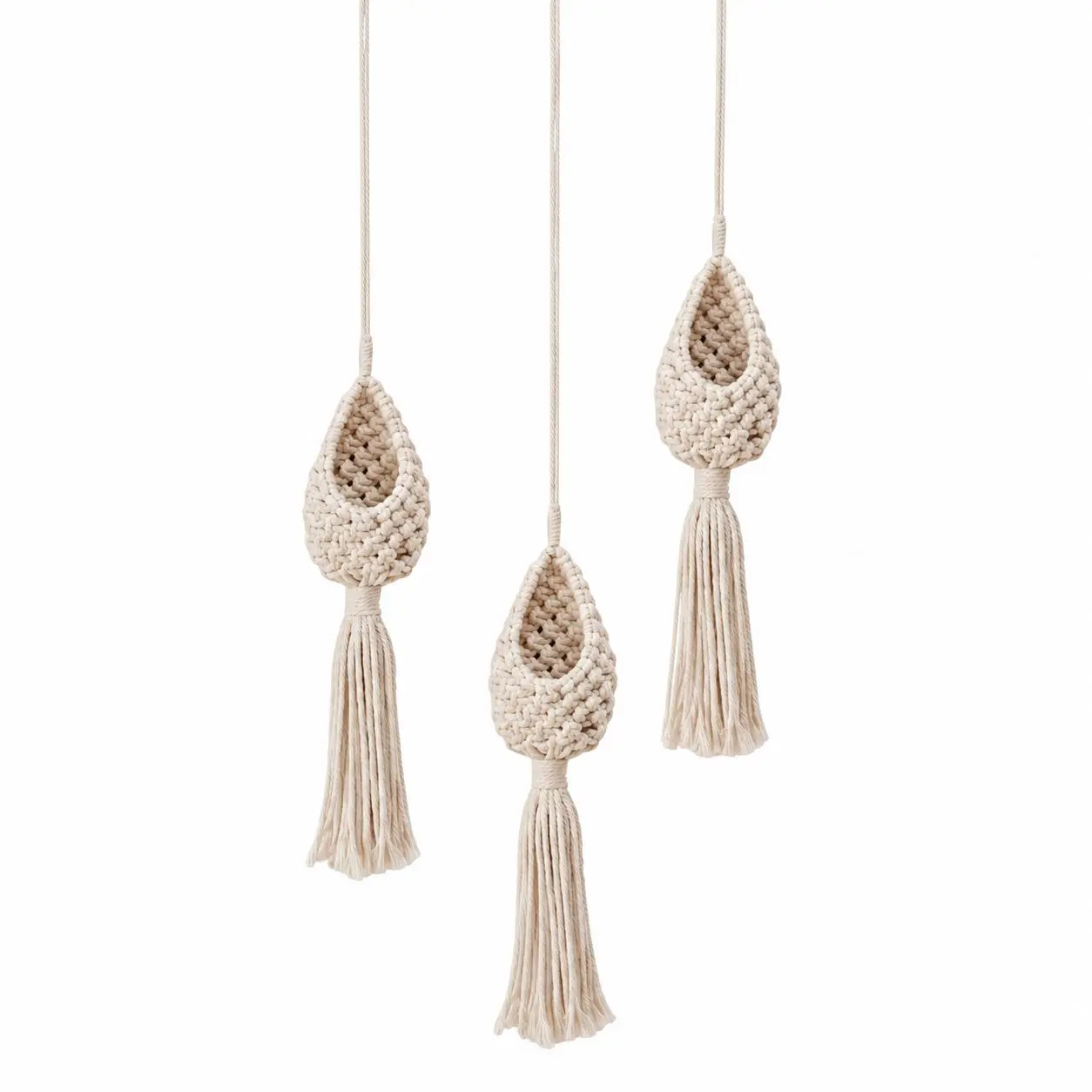 Teardrop Hanging Planters 2 Pack Woven Basket with Tassels for Home Wall Decor