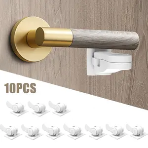10 Pcs Proofing Door Handle Locks with Adhesives,Door Lever Lock for Safety,No Drilling Safety Door Locks,Prevents Pets From Opening Doors