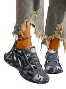 Women's Camouflage Casual Sports Shoes, Lightweight Laces, Flat Breathable Mesh, Knitted Running Shoes, Ideal for Running, All-Season Unisex Design, Breathable Running Sneakers