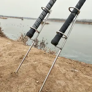 1pc Round Stable Fishing Rod Holder Simple Stand for Both Shore and Sea Use, Double Loop Ground Plug Mount, Suitable for Beach and Pier Fishing, Fishing Pole Holders