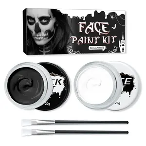 Black and White Face Painting Kit Body and Face Painting Kit for Halloween Special Effects SFX Clown Skeleton Cosplay Makeup Kit springtok