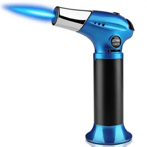 Butane Kitchen Torch Lighter Cooking Refillable Torch with Adjustable Flame and Safety Lock for Desserts BBQ Kitchen (Butane Gas Not Included)