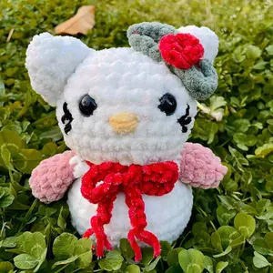 Handmade Crochet Snow Kitty Plush