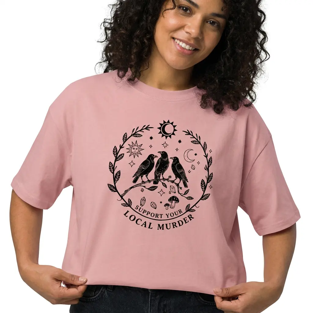 Support Your Local Murder Shirt Women Funny Crow Graphic Tee Plus Size