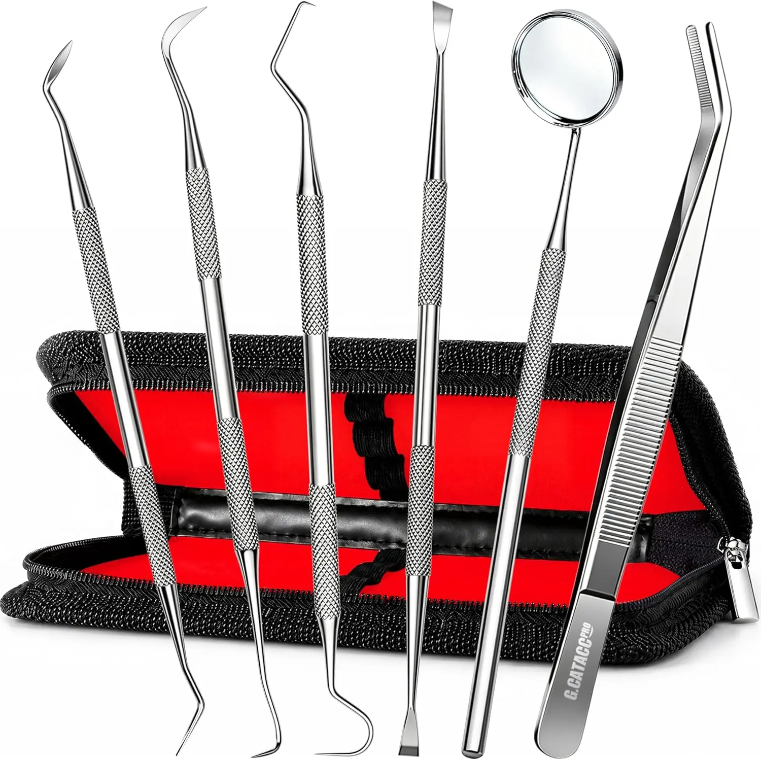 Dental Tools, Dental Pick Teeth Cleaning Tools Hygiene Kit, Plaque Remover for Teeth, Professional Stainless Steel Tooth Scraper Plaque Tartar Cleaner - with Case