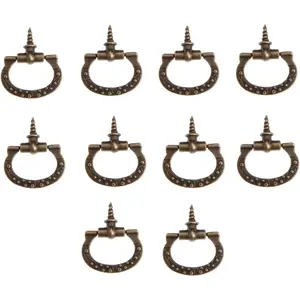 10Pcs Mini Cabinet Pulls, Self-Tapping Screws Knobs Handles for Jewelry Box Drawer Cupboard Wardrobe Dresser Furniture Hardware, 24x27mm/0.94"x1.06", Antique Bronze