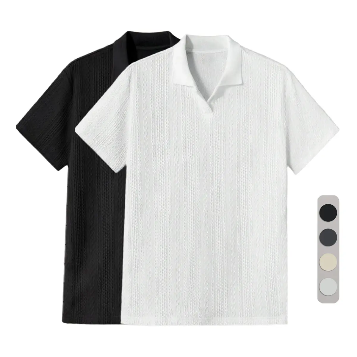 Men's Solid Jacquard Knit Polo Shirt, Regular Fit Casual Short Sleeve Collared Top for Summer, National Day Clothing, Fashion Menswear Men's Clothes for Daily Wear，summer outfits，mensfashion，mens clothing，guys giftsJacquard polo shirt funny men fathersday
