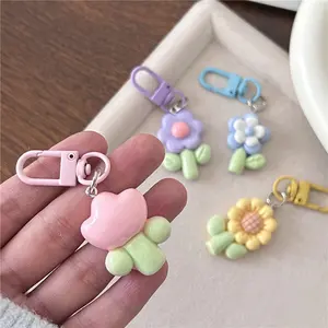 4/20pcs Cute Floral Keychains | Resin | Lobster Clasp, Flower Keychain, Floral Pattern Keychain, Decorative Bag Accessories | Couples and Best Friends Gift | Keychain Set
