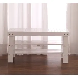 [Bellemave]Pina Quality Solid Wood Shoe Bench, White Finish