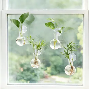 4 pcs Propagation Stations Vase, Easy to Install Plant Propagation Bulbs with Suckion Cups, No Nails Wall Hanging Planter Propagation Station, Glass Plant Terrarium Vase