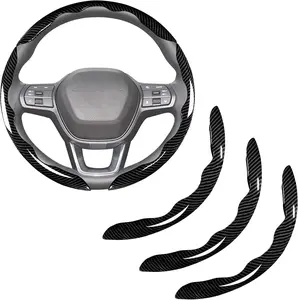 Carbon Fiber Steering Wheel Covers 3 Piece Clip on Steering Wheel Cover，Steering Wheel Cover，Car Interior Accessories，Car Interior Decoration Parts Replacement