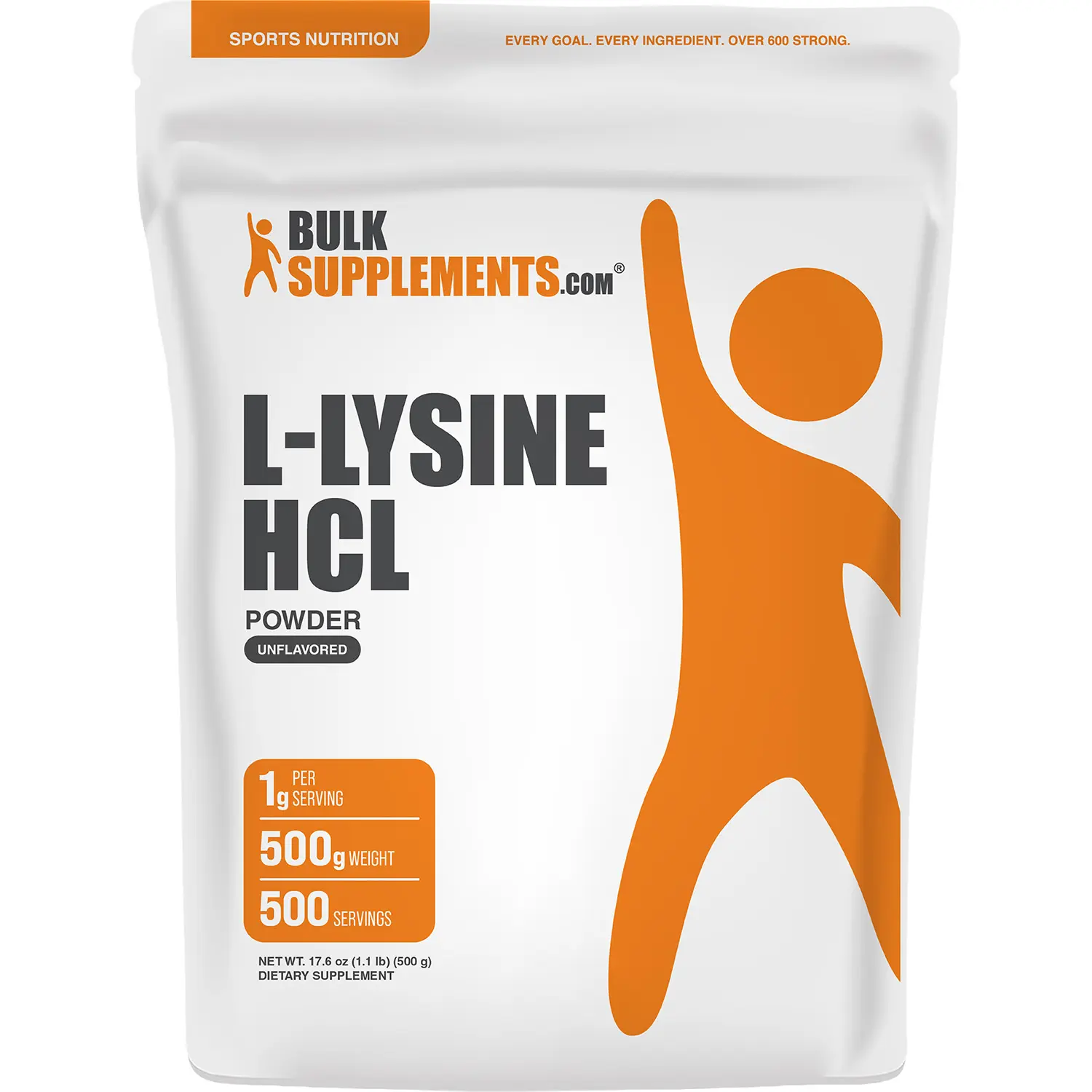 BulkSupplements - L-Lysine HCl Powder - Immune - Healthy Skin - 500g - 1g per Serving