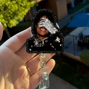 Michael Jackson Glove Vintage Acrylic Badge Reel, King of Pop Badge Reel,Retro Pop Music Badge Reel,  Music Fan Gift, Gift for MJ Fan Merch