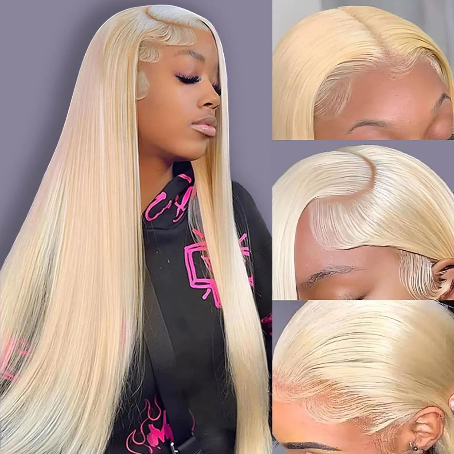 613 Lace Front Wig Human Hair Blonde 13X6 HD Transparent Lace Front Wigs Human Hair 180% Density Blonde Glueless Wigs 613 HD Straight Lace Frontal Wig Pre Plucked