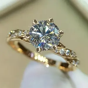 Elegant 6-Claw Sparkling Zircon Women's Engagement Ring, Ideal for Proposal, Wedding and Anniversary Gift