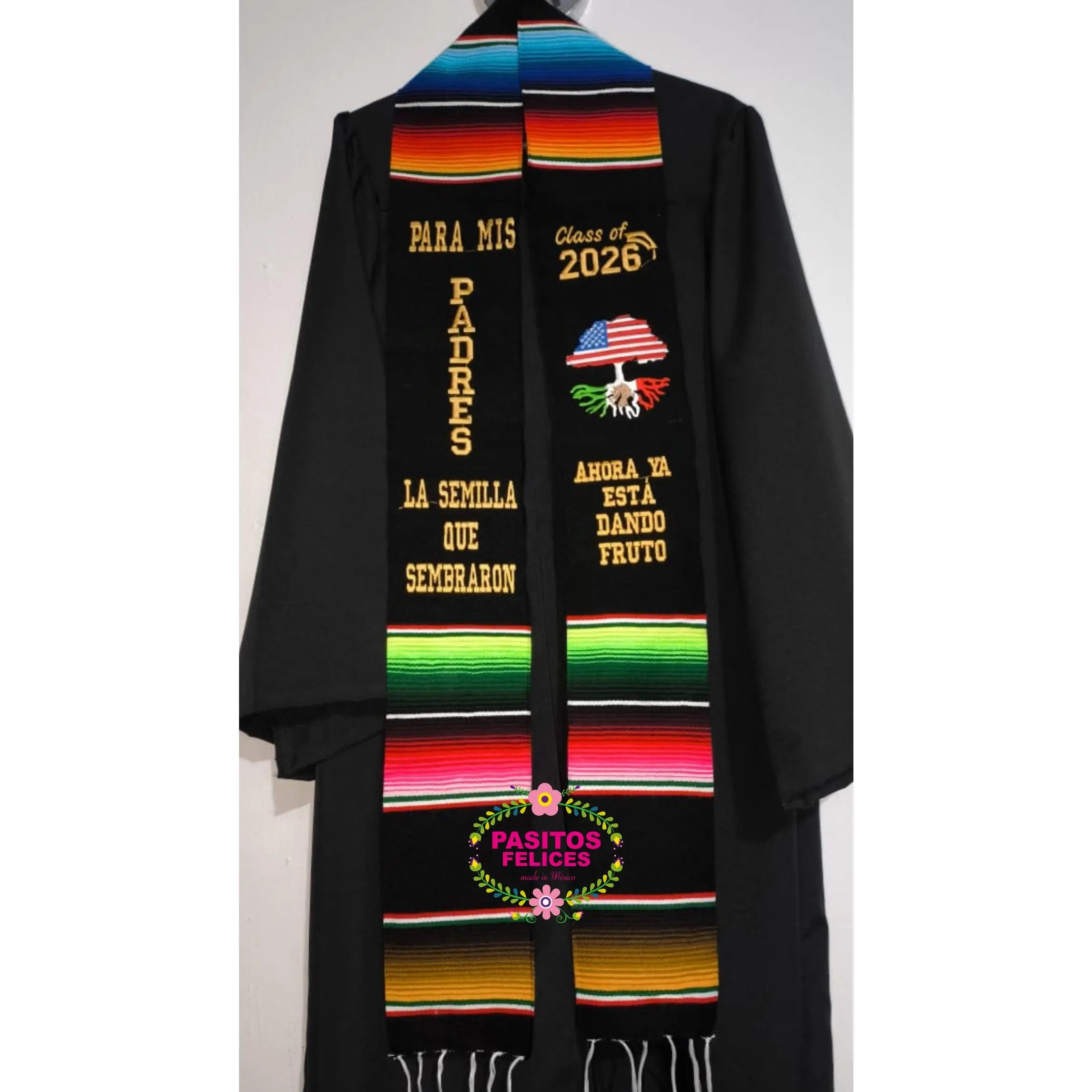 *2026* Semilla - seed Black Graduation Stole Sarape Sash IN STOCK