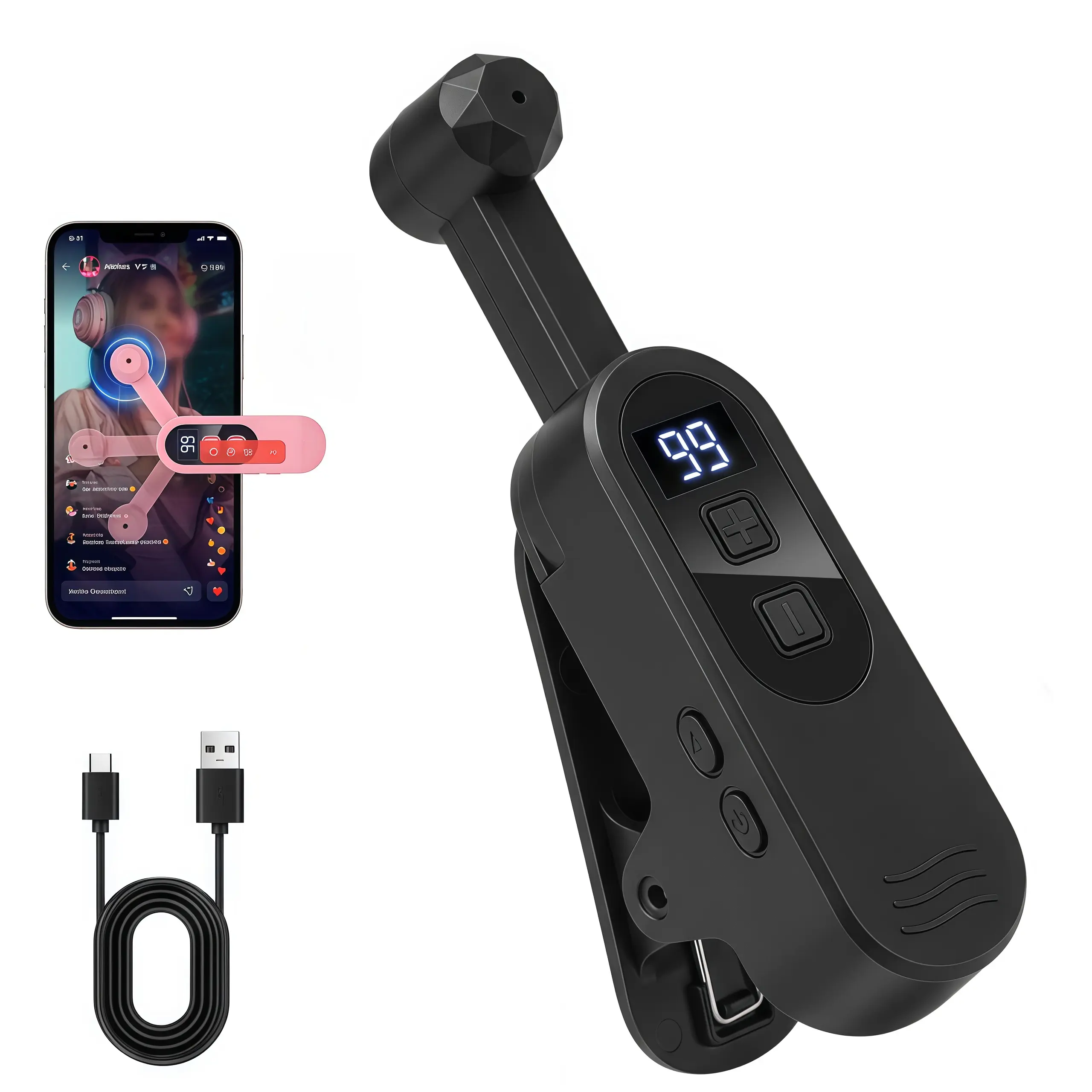 Automatic Screen Clicker for Mobile Phones – Adjustable Auto Tap Tool for Android & iOS Ideal for Gaming Live Streaming Shopping & Reward Tasks Hands-Free Operation Digital Black/Black/Pink Portable