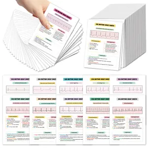 40pcs ECG Rhythm & Arrhythmias Cheat Sheets Cards - ECG Rhythm Interpretation Reference Card for Nurses & Paramedics Students for Quick Rhythm Identification, ECG Study Guide, Nursing Reference Cards, Nursing Flashcards