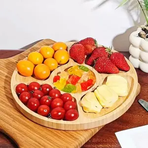 Wooden Food Storage Tray Natural Beech Wood, Aesthetic Nut Platter Candy Snacks Server, Divided Dried Fruit Snack Plate, Appetizer Serving Platter