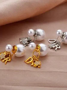 Silver Color Zirconia Pearl Earrings, Elegant Alloy Jewelry, Versatile Fashion Accessory, Perfect Gift for All Seasons
