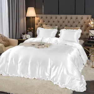 Solid Color Satin Bedding Set, 1 Duvet Cover & 1/2 Pillowcase without Filler, Soft Comfortable Bedding Set for Home Bedroom Hotel