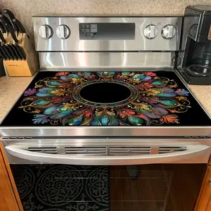 1PC heat insulation pad Ornate Mandala Pattern Felt Heat Resistant Mat - Non-Slip Washable Dust-Proof Kitchen Decor Pad for Stove, Table, Washer, Fridge, Bathroom & Appliances